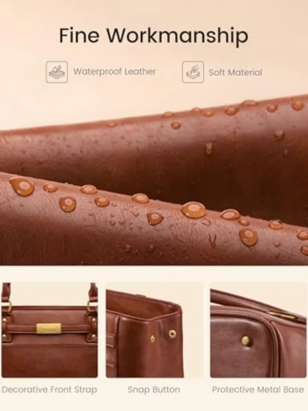 Stylish Waterproof Laptop Tote Bag for Women, 15.6